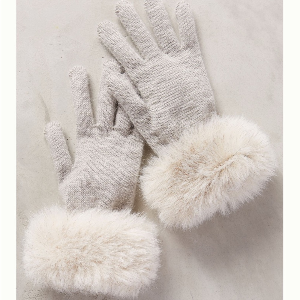 Anthropologie faux fur cuff gloves